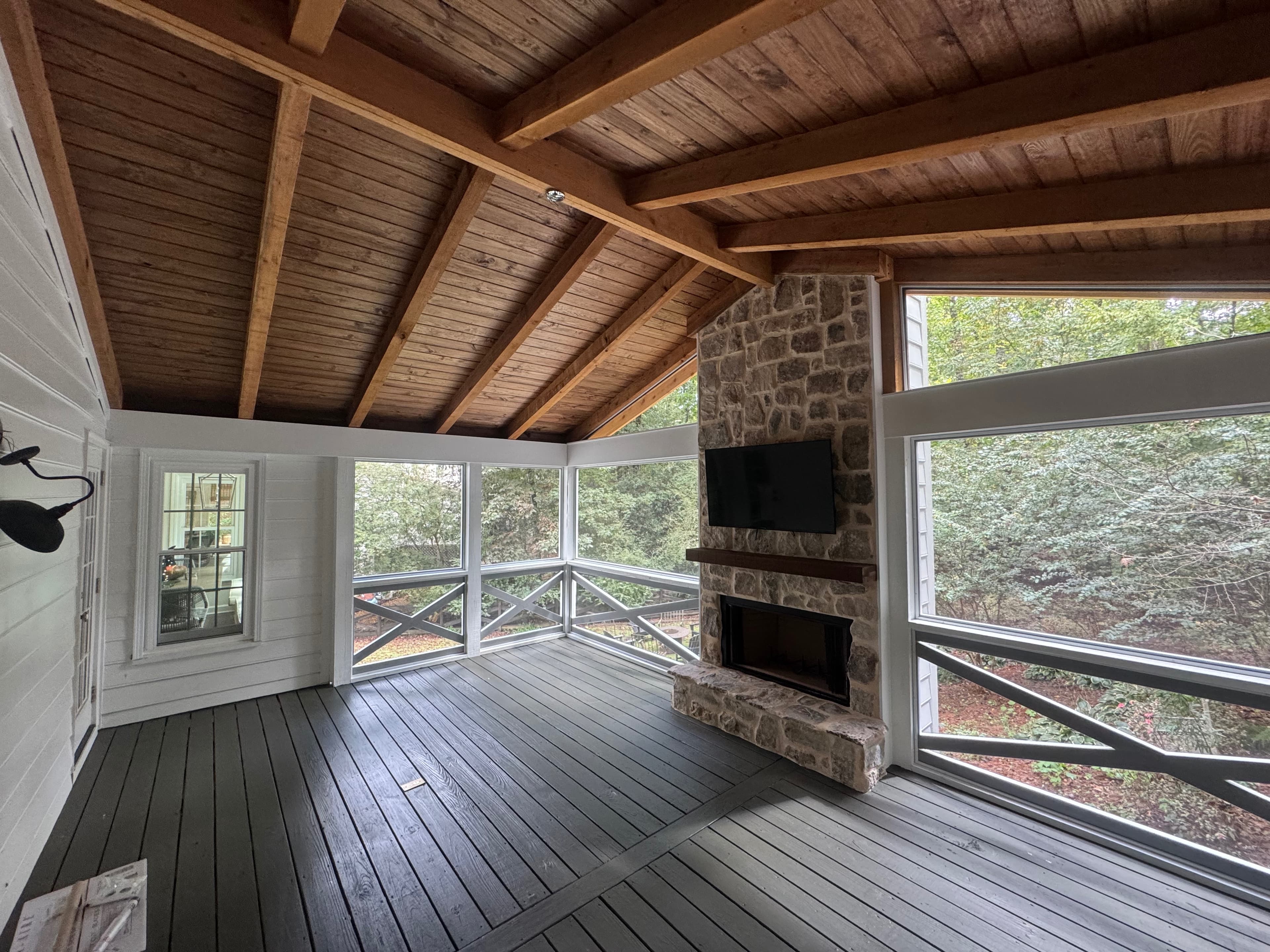 Wide view of screened porch interior