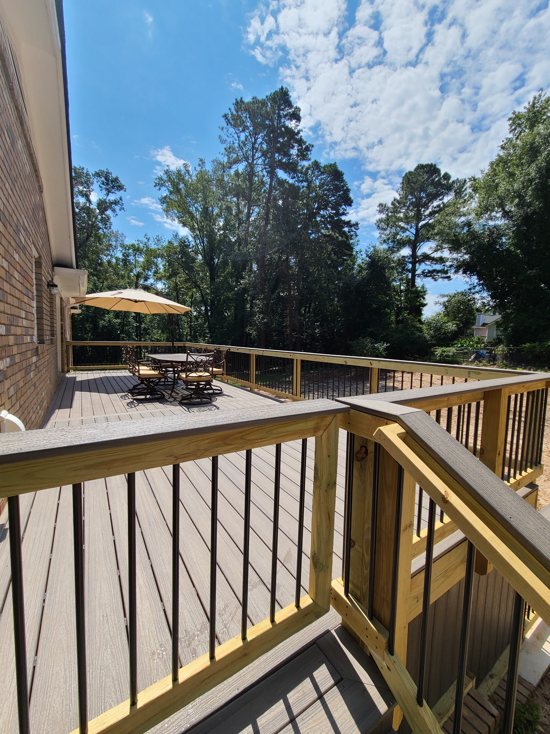 Multi-level deck view with stairway